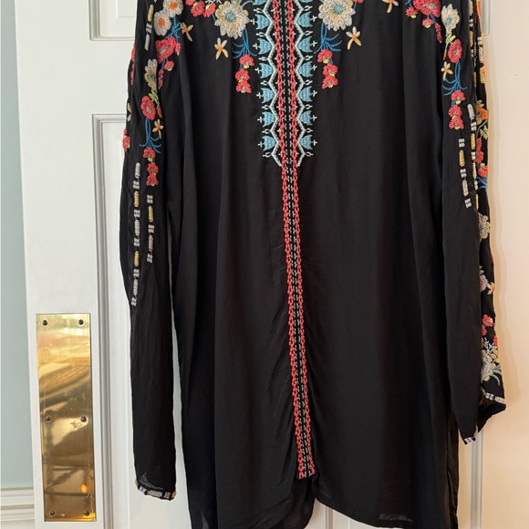 Johnny Was Black Top with Colorful Embroidery - Picture 4 of 4